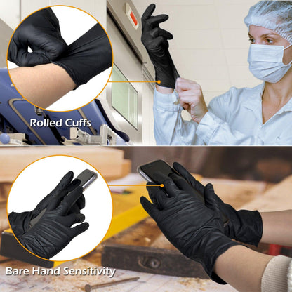 Borje® Nitrile Disposable Gloves, Black, 4 Mil, Latex & Powder-Free, Food Safe, Cleaning Disposable Glove (Case of 1000, 10 Boxes of 100) - Borje