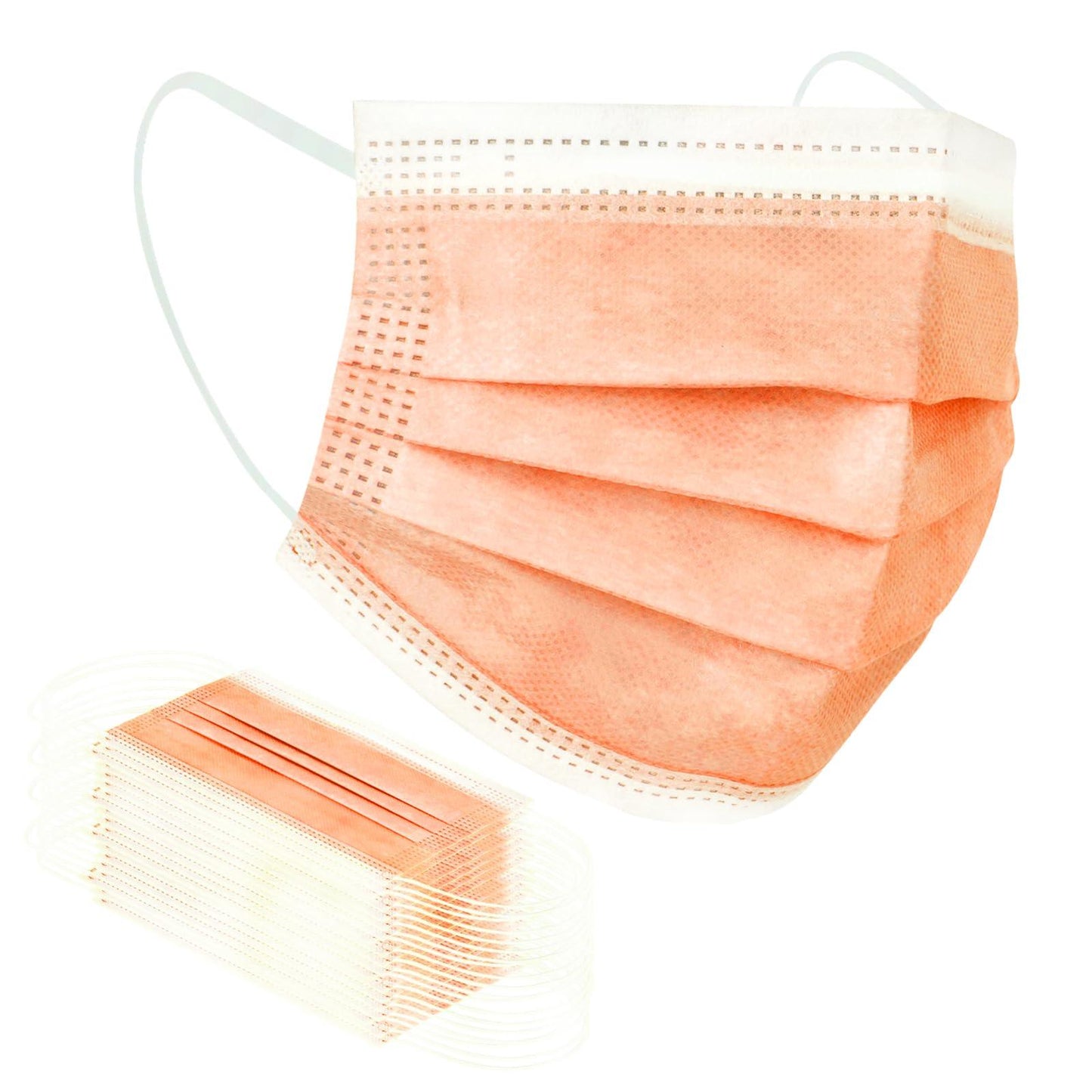 Borje® Disposable Face Mask 100 Pcs Face Masks 3 Ply Protection Masks (Tangerine) - Borje