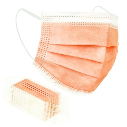 Borje® Disposable Face Mask 100 Pcs Face Masks 3 Ply Protection Masks (Tangerine) - Borje