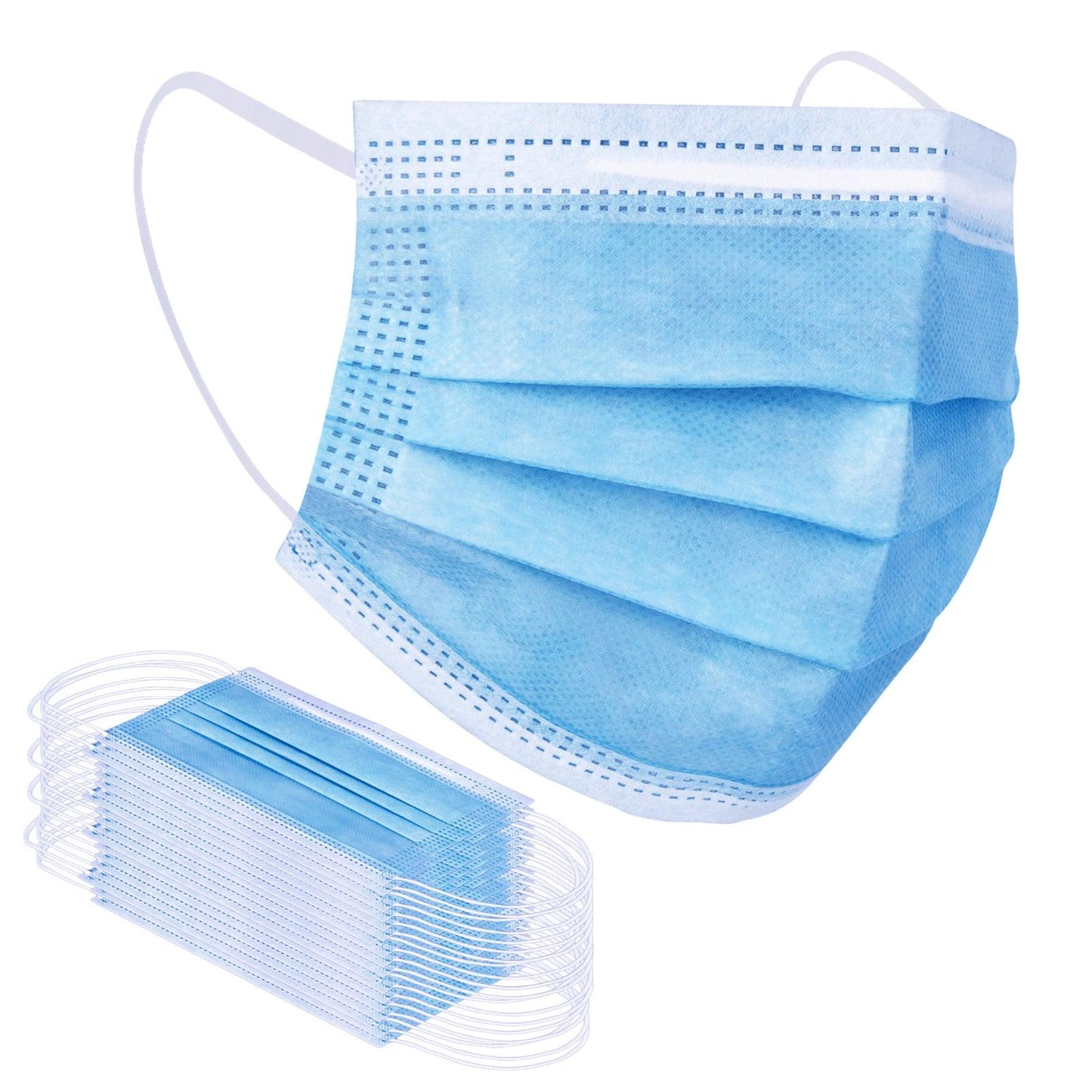 Borje® Blue Disposable Face Mask 100 Pcs Blue Face Masks 3 Ply Protection Masks - Borje