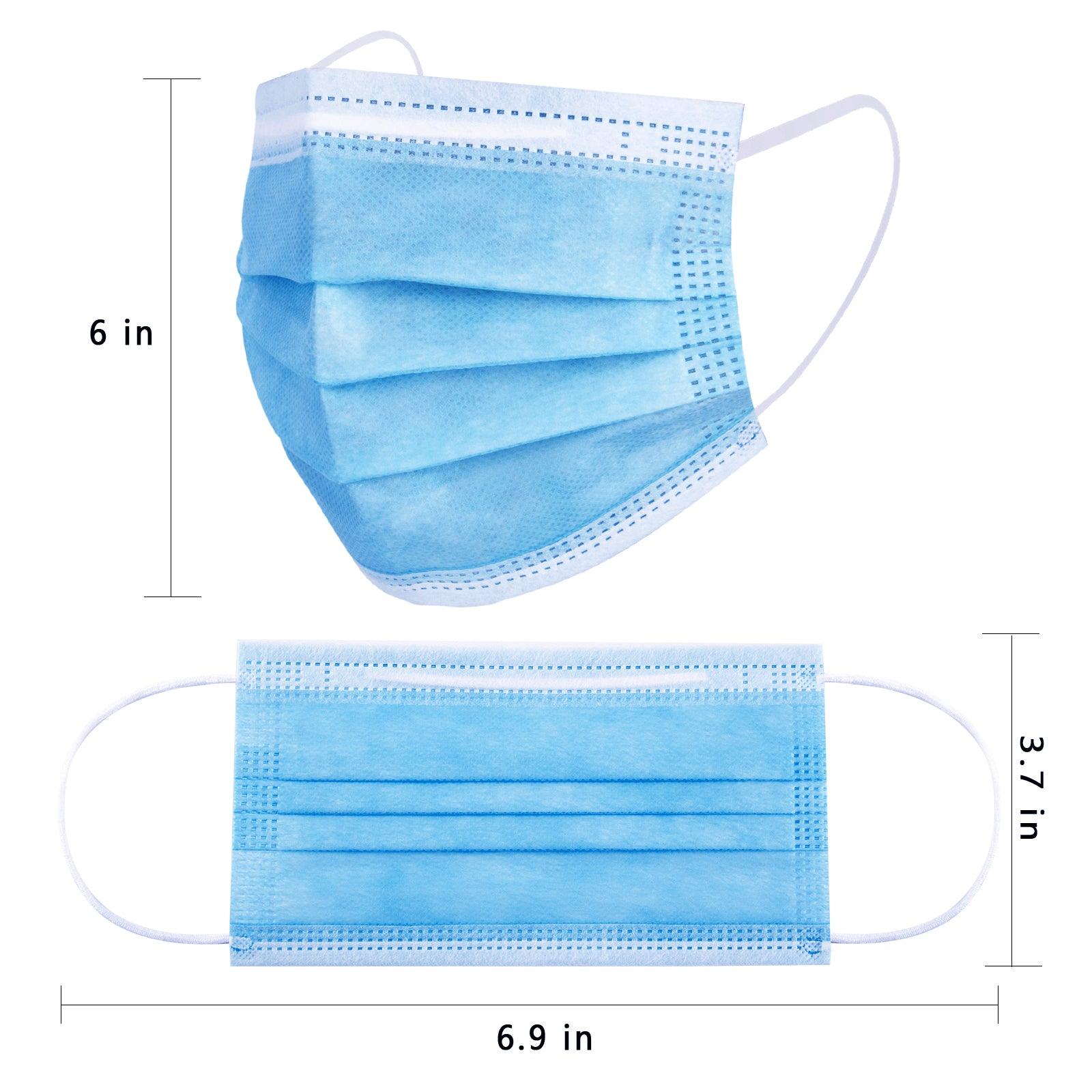 Borje® Blue Disposable Face Mask 100 Pcs Blue Face Masks 3 Ply Protection Masks - Borje