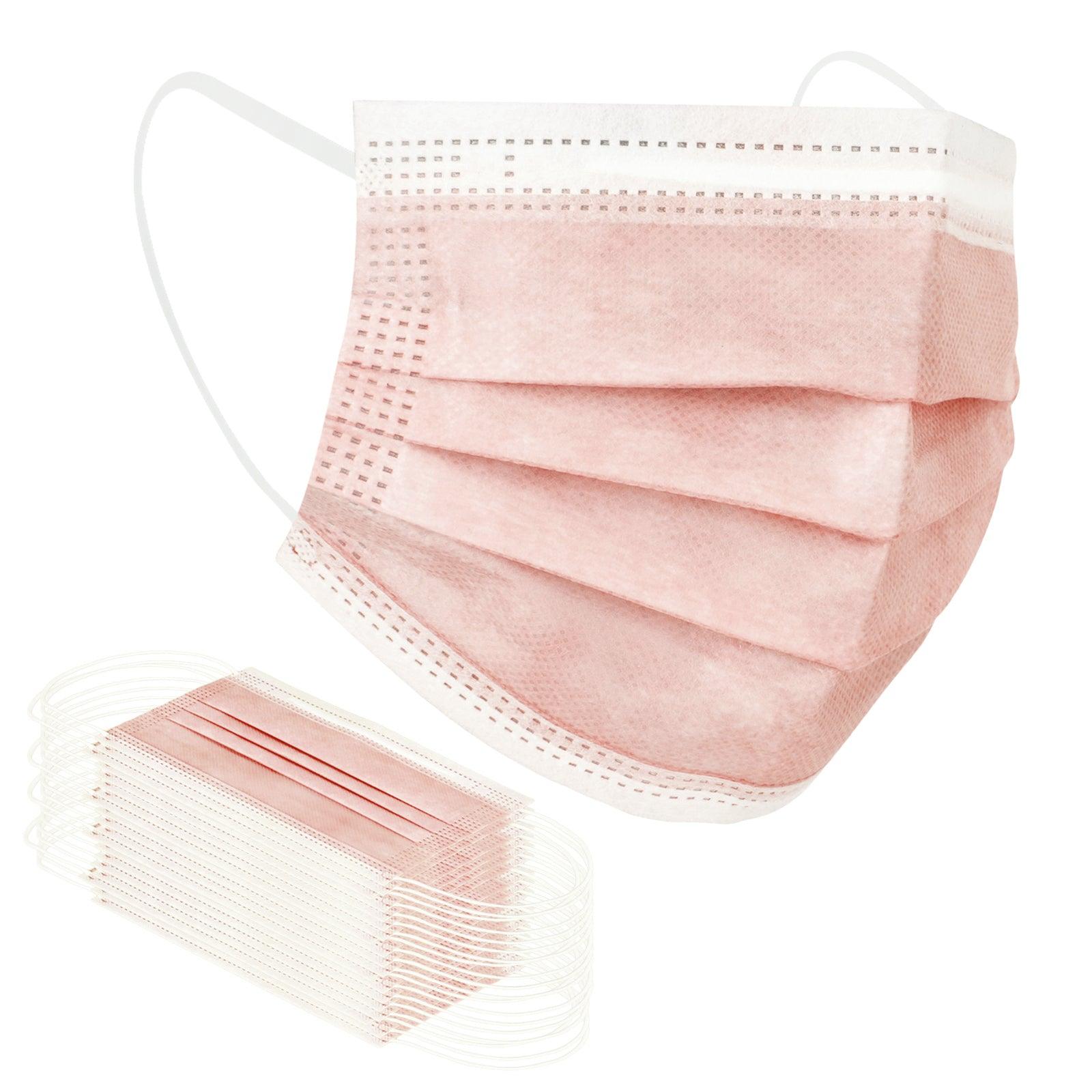 Borje® Blush Disposable Face Mask 100 Pcs Blush Pink Face Masks 3 Ply Protection Masks - Borje