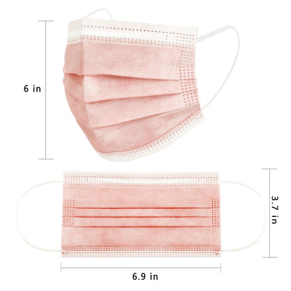 Borje® Blush Disposable Face Mask 100 Pcs Blush Pink Face Masks 3 Ply Protection Masks - Borje