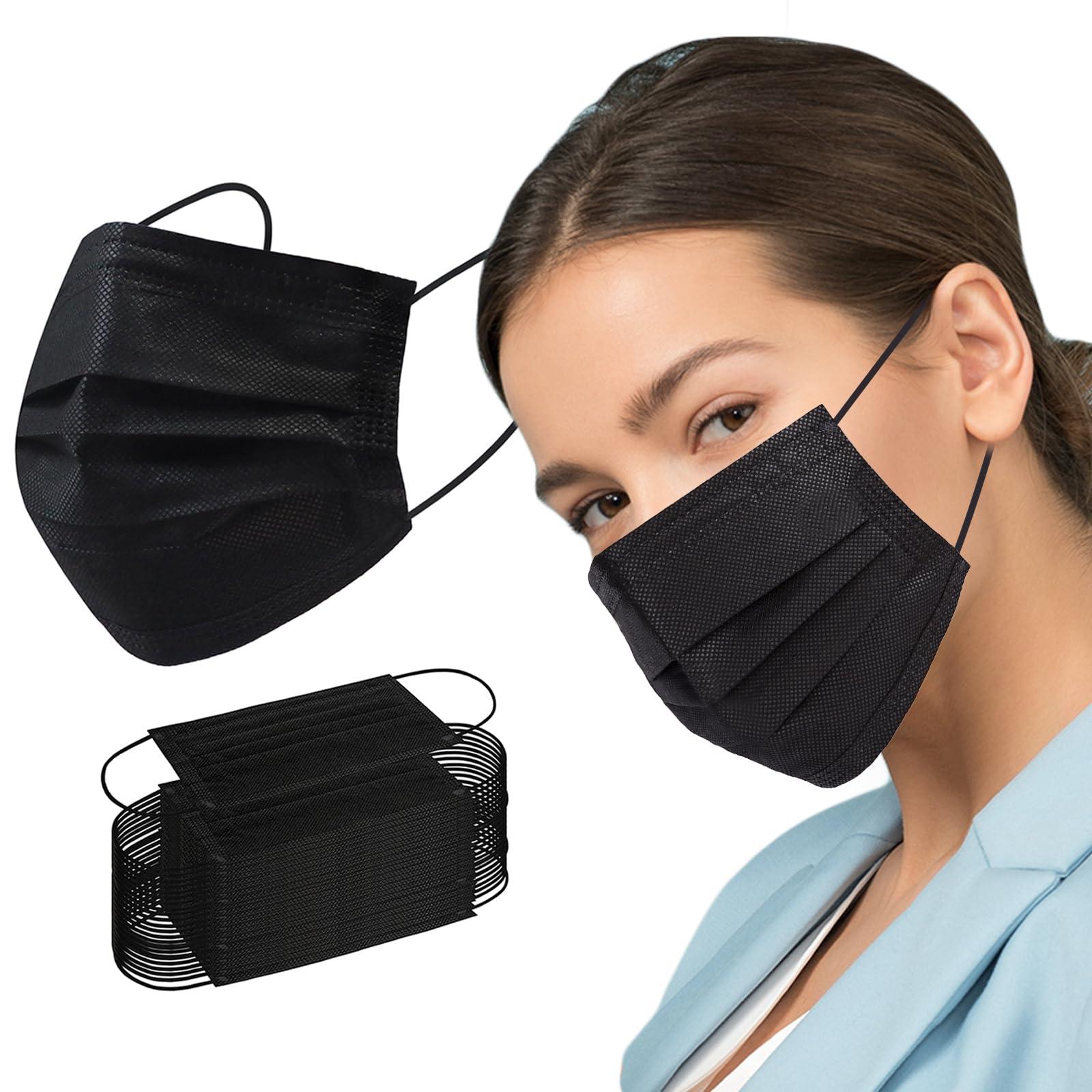 Borje® Black Disposable Face Mask, Black Masks, 3 Ply Protection Face Masks - Borje