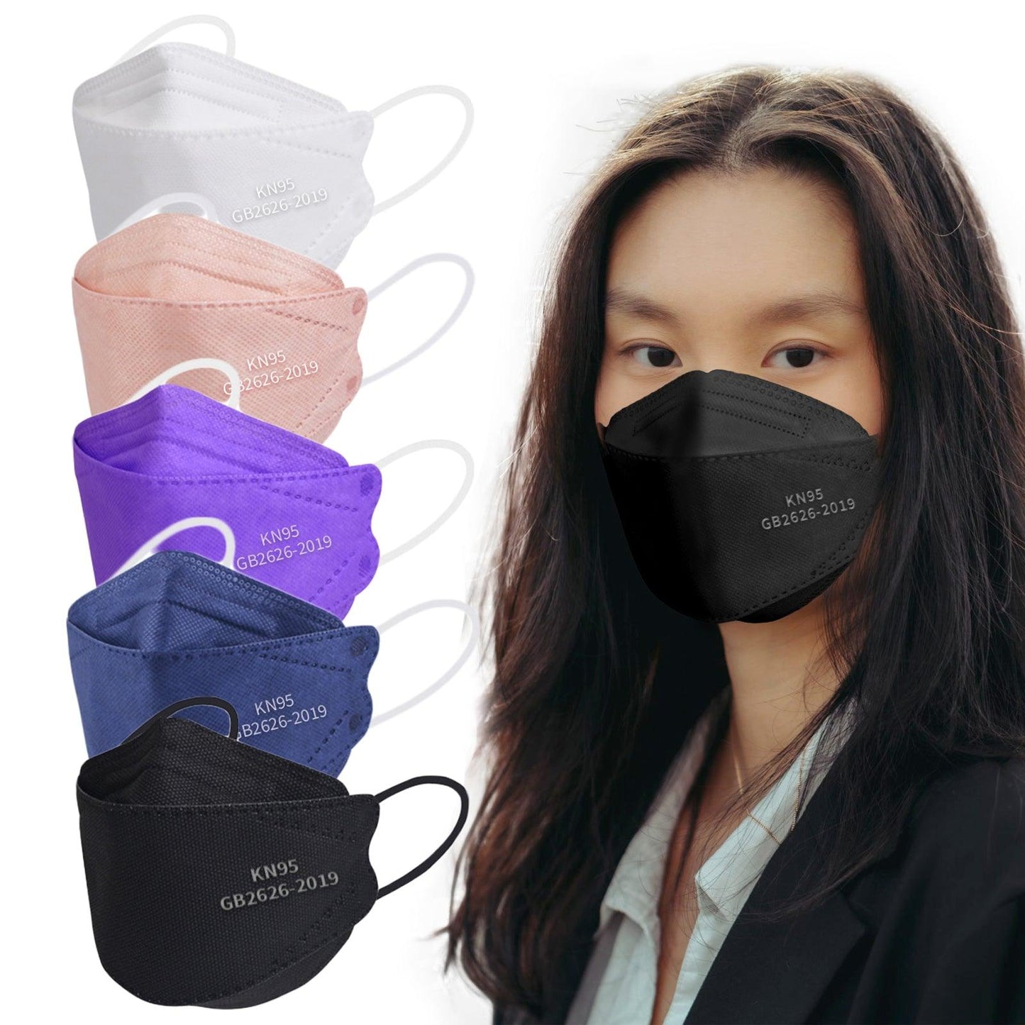 Borje® KN95 Face Masks, 100 Pcs Disposable Face Masks, Filter Protection Against PM2.5 from Fire Smoke & Dust - Borje