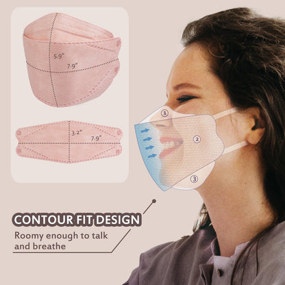 Borje® KN95 Face Masks, 100 Pcs Disposable Face Masks, Pink Mask Against PM2.5 from Fire Smoke & Dust Filter Efficiency 95% - Borje