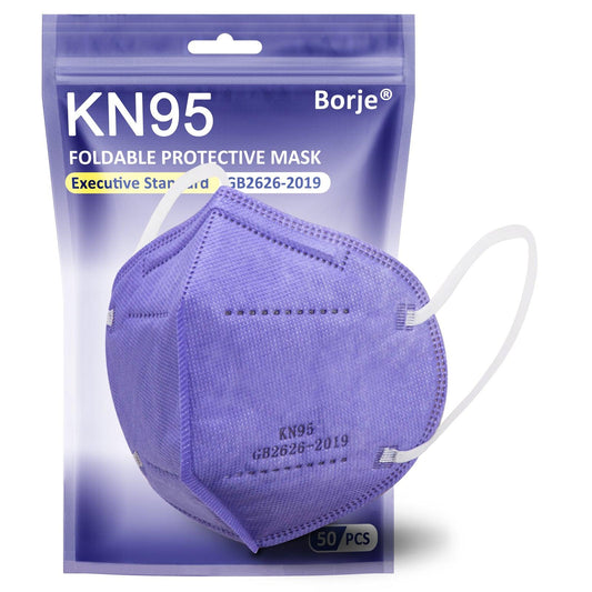 KN95 Face Masks 50 Pcs, 5-Ply Protection Purple KN95 Mask - Borje