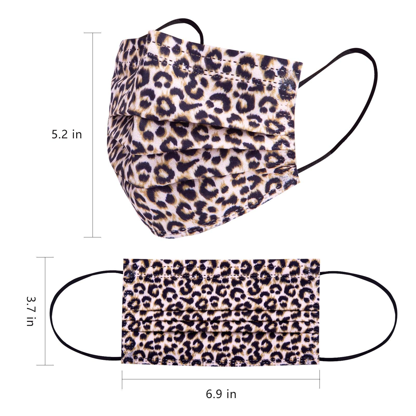 Disposable Face Masks, Cheetah Print, 50 Pcs, Plastic Bagged - Borje