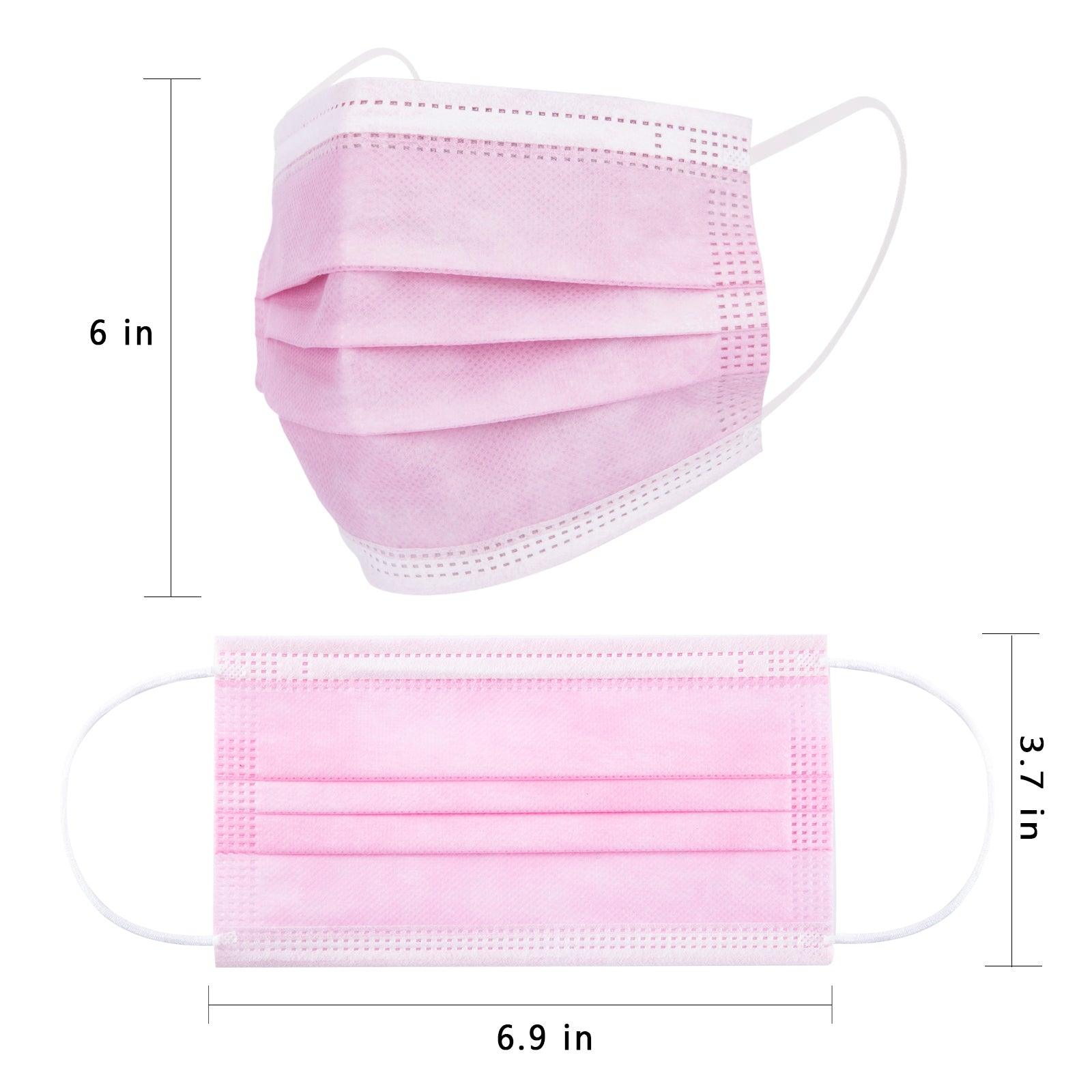 Borje® Pink Disposable Face Mask 100 Pcs Pink Face Masks 3 Ply Protection Masks - Borje