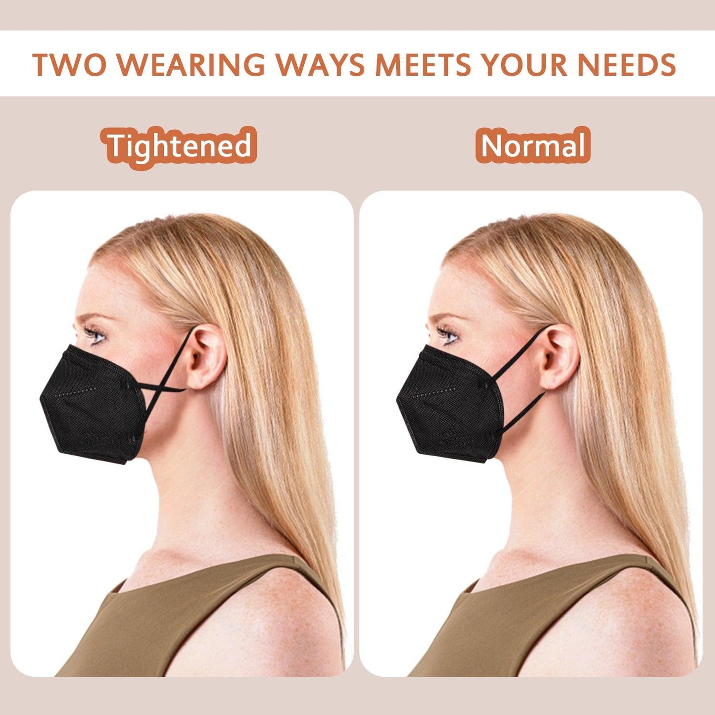 KN95 Face Masks 50 Pcs, 5-Ply Protection Black KN95 Mask - Borje