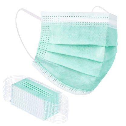 Borje® Green Disposable Face Mask 100 Pcs Green Face Masks 3 Ply Protection Masks - Borje